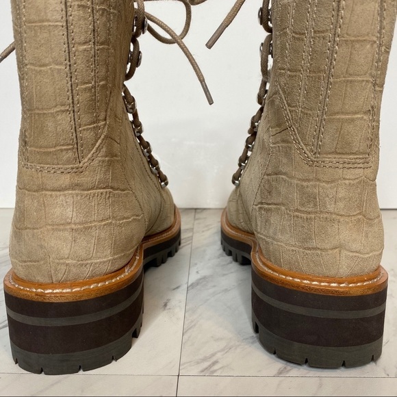 New! Marc Fisher Izzie Natural Tan Suede Lug Sole Boot 8M - Picture 4 of 15